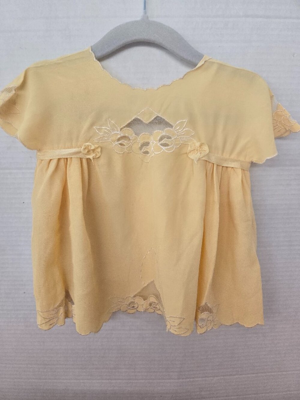 Vintage creamy yellow Baby dress...silk?